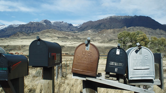 Mailboxes in Wyoming landscape